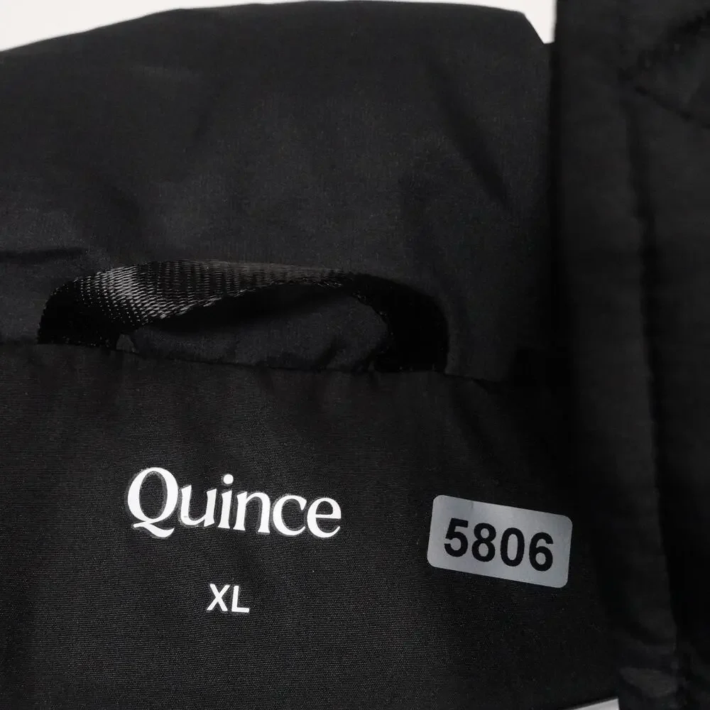 NWOT Quince Women's Responsible Down Long Puffer Jacket XL Hooded Black $200 Y2K